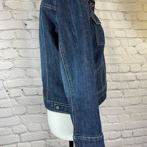 Elie Tahari Denim Jean Jacket size Medium w/ Silk Lining EUC - Picture 6 of 12
